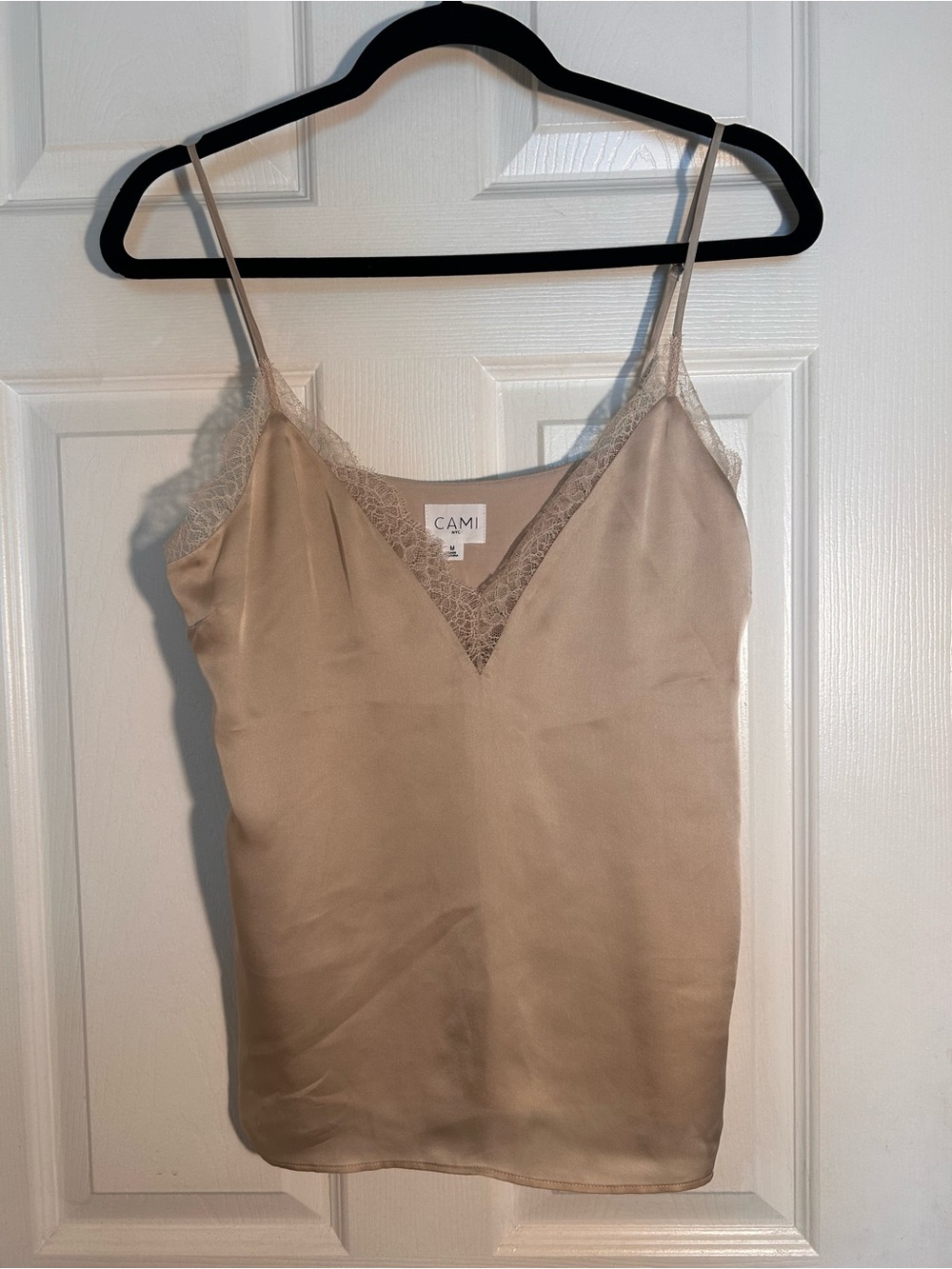 Cami NYC Satin Lace-Trim Slip Cami - Beige